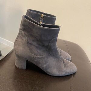 LK BENNETT | "Simi" Suede Ankle gray side zipper low block heel Boots 41